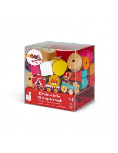 PERLES A ENFILER EN BOIS CIRQUE