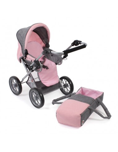 COMBI LANDAU + POUSSETTE LENI ROSE GRIS