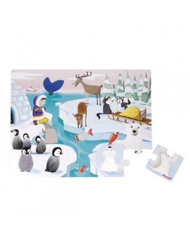 PUZZLE TACTILE ANIMAUX POLAIRES - JANOD