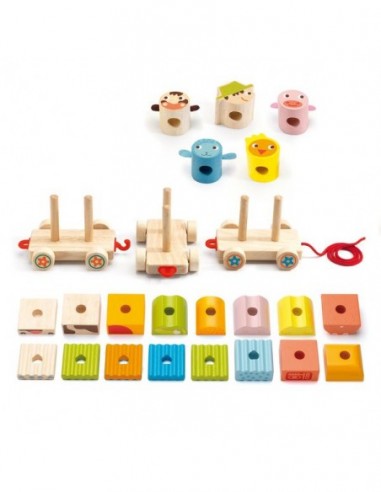 TRAIN A TIRER CREAFERME EN BOIS DJECO