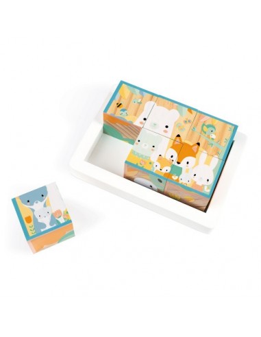 6 CUBES EN BOIS -PURE- JANOD