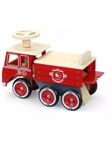 PORTEUR CAMION DE POMPIER EN BOIS -...