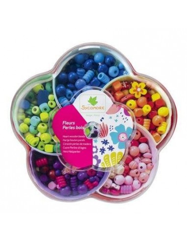BOITE FLEURS DE PERLES EN BOIS